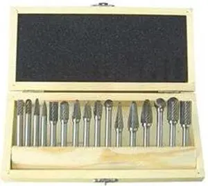 Carbide Bur Set, Single Cut, 1/4 In, 16 Pcs