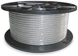 Cable, 3/32 In, L500Ft, WLL184Lb, 7x7, SS