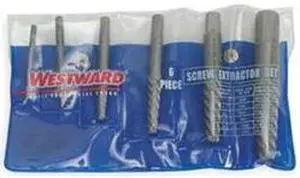 WESTWARD 2RUP9 Screw Extractor Set,Carbon Steel,6 pcs.