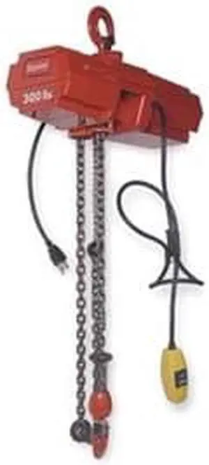 Elec Chain Hoist, 300 lb, 20 ft Lift, 16fpm