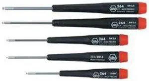 WIHA 26491 Precision Screwdriver Set,Ball Hex,Metric,5 pcs