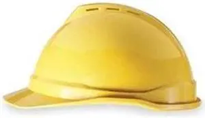 Hard Hat, Front Brim, Slotted, 4 pt. Ratchet, Yellow