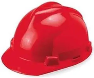 Hard Hat, Front Brim, Slotted, 4 pt. Ratchet, Red