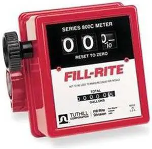 FILL-RITE 807C1 Mechanical Flowmeter, Aluminum, 1 in FNPT, 5-20 GPM