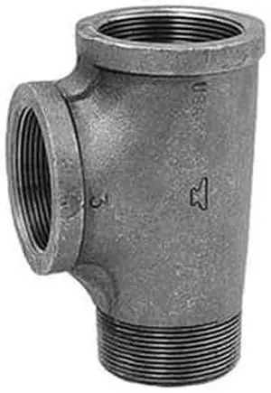 Street Tee, 1-1/2 In, NPT, Black Iron