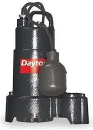 DAYTON 3BB69 1/2 HP 1-1/2" F Submersible Sump Pump 120V AC Tether