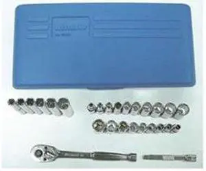 WESTWARD 4LXC2 1/4 in Drive Socket Wrench Set, Metric, SAE, 27 pcs