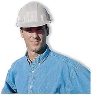 Hard Hat, FrtBrim, Slotted, 6Rtcht, White