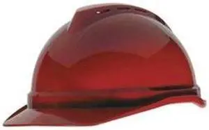 Hard Hat, Front Brim, Slotted, 4 pt. Ratchet, Red