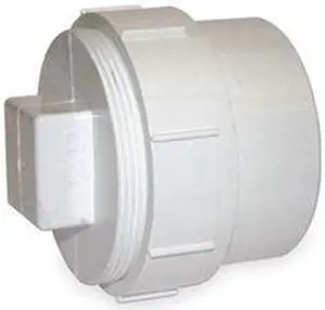 ZORO SELECT 1WKR8 3" FNPT x Spigot PVC DWV Cleanout Adapter with Plug