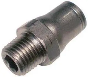 LEGRIS 3675 56 14 Push-Fit Adapter Fitting, 1/4 in Tube Size, Brass, Silver