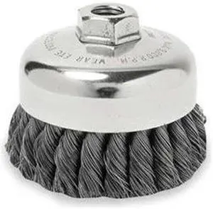 WEILER 97427 Cup Wire Brush, Threaded Arbor, 3-1/2"