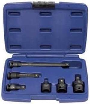 WESTWARD 4PRF9 3/8" Drive Impact Adapter and Extension Set, SAE, 6 pcs, Black