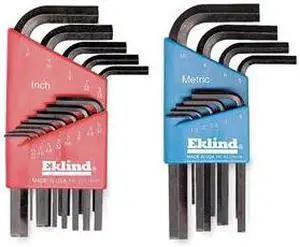 EKLIND 11122 22 Piece Metric/SAE L-Shape Hex Key Set, 11122