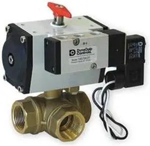 Ball Valve, 2 In NPT, Spring Return, Brass