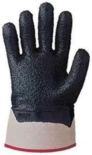 Coated Gloves, L, White/Navy, Nitrile, PR