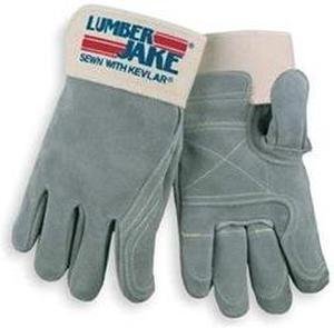 Leather Gloves, Safety Cuff, L, Gray, PR
