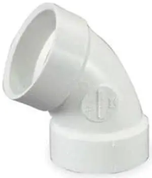 ZORO SELECT 1WKL1 PVC Elbow, 60 Degrees, Hub, 4 in Pipe Size