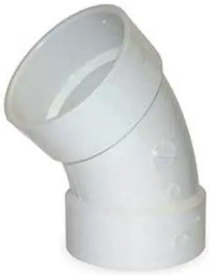 ZORO SELECT 1WKC3 2" Hub PVC DWV 45 Degree Elbow