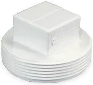ZORO SELECT 1WKH7 PVC Cleanout Plug, MNPT, 2 in Pipe Size