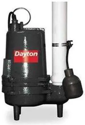 DAYTON 3BB87 4/10 HP 2" Auto Submersible Sewage Pump 115V Tether