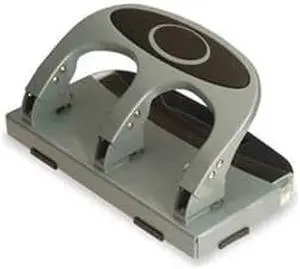 Officemate Heavy Duty Paper Punch, Three Hole, Silver Metal 90100