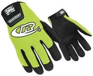 RINGERS GLOVES 138-09 Mechanics Gloves, M, High-Visibility Yellow, One Piece,
