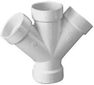 ZORO SELECT 05843 PVC Double Reducing Wye, Hub, 3 in x 3 in x 1 1/2 in x 1 1/2