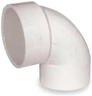 ZORO SELECT 06090 PVC 90 Degree Vent Street Elbow, Hub x Spigot, 3 in Pipe Size