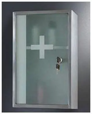 KETCHAM 915K 9" x 15" Surface Mount Frosted Glass Door Front Keyed Medicine