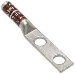 Long Barrel Telecom CU Lug, 2 Hole, 2 AWG