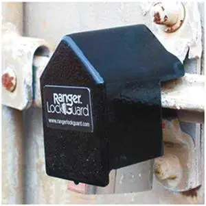 RANGER LOCK RGCU-00 Padlock Guard,Hardened Steel,Blk,2-3/4"L