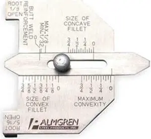 PALMGREN 9655501 Butt/Fillet Weld Gauge,From 0 to 3/4 In