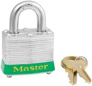 Lockout Padlock, Keyed Alike, Green, 9/32In., PK6