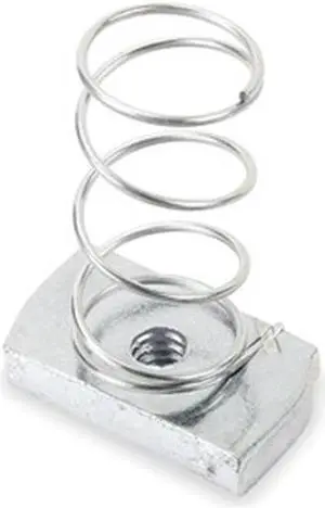 ZORO SELECT V200 3/8S2 Channel Spring Nut,3/8 In,Silver,PK25