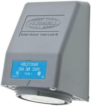 HUBBELL WIRING DEVICE-KELLEMS HBL2720AR Flanged Locking Receptacle, L15-30R, 30
