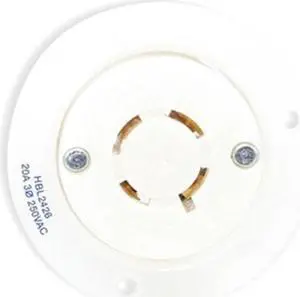 HUBBELL WIRING DEVICE-KELLEMS HBL2426 Flanged Locking Receptacle, L15-20R, 20