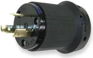 HUBBELL WIRING DEVICE-KELLEMS HBL2321BK Locking Plug, L6-20P, 20 A, 250V AC,