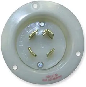 HUBBELL WIRING DEVICE-KELLEMS HBL2435 Flanged Locking Inlet, 20 A, 480V AC,