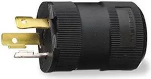 HUBBELL WIRING DEVICE-KELLEMS HBL2621VBK Locking Plug, L6-30P, 30 A, 250V AC,