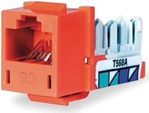 HUBBELL PREMISE WIRING HXI6OR Jack,Orange,Cat6,Rj45