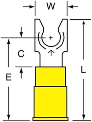 3M MV10-14FLX Scotchlok 12-10 AWG Vinyl Locking Fork Terminal 1/4" Stud PK50 3M MV10-14FLX Scotchlok 12-10 AWG Vinyl Locking Fork Terminal 1/4" Stud PK50
