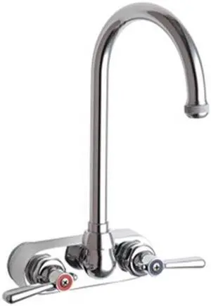CHICAGO FAUCET 521-GN2AE1ABCP Gooseneck Kitchen Faucet, Manual, 4" Mount, 2