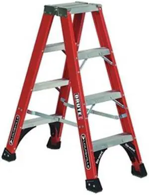 LOUISVILLE FM1404HD 4 ft Fiberglass Twin Stepladder, 375 lbs. Capacity