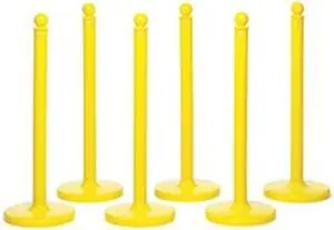 ZORO SELECT 96402-6 2.5" Diameter Plastic Stanchion - Yellow, 40 in Height, 6 pk