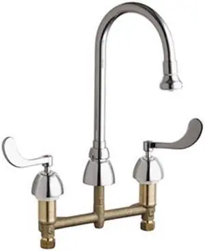 CHICAGO FAUCET 786-XKABCP Gooseneck Kitchen/Bathroom Faucet, Manual, 8" Mount,