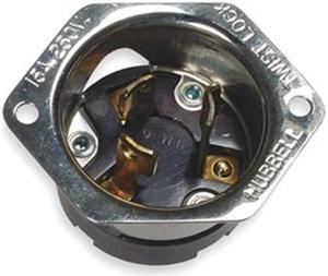 HUBBELL WIRING DEVICE-KELLEMS HBL4586 Flanged Locking Inlet, L6-15P, 15 A, 250V