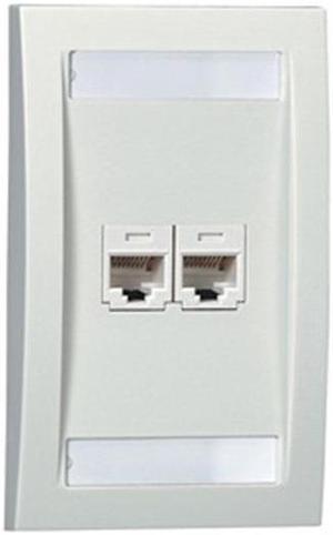 Faceplate, Single Gang, 2 Ports, Off White