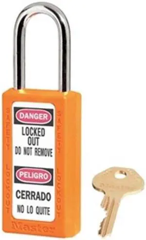 Lockout Padlock, Keyed Alike, Orange, 1/4 In., PK6