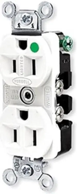 HUBBELL WIRING DEVICE-KELLEMS HBL8200HW Straight Blade Receptacle, 5-15R, 15 A,